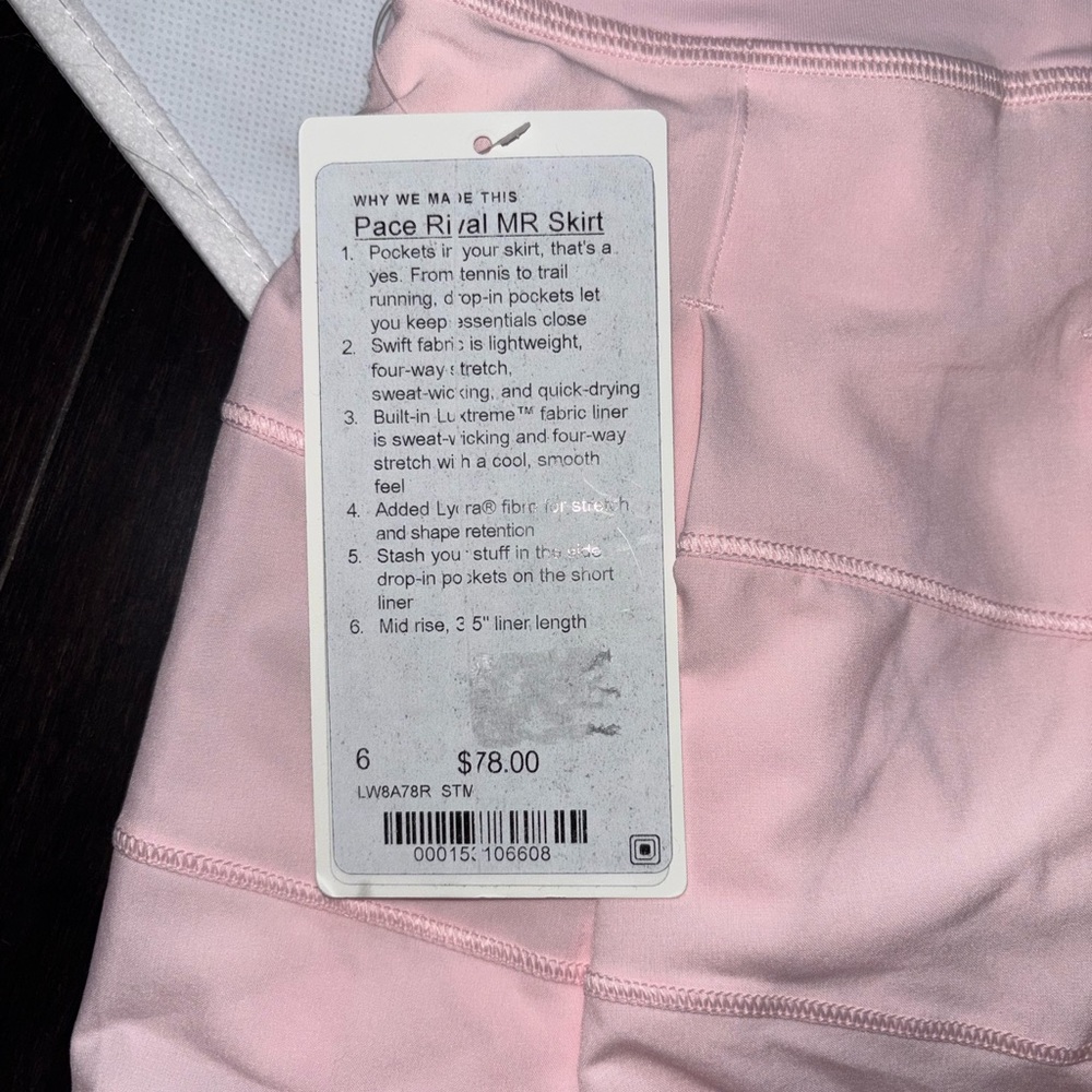 LULULEMON PACE RIVAL MR SKIRT *REGULAR IN STRAWBERRY MILKSHAKE 🍓 SZ 4,6,8 NWT - Picture 11 of 16